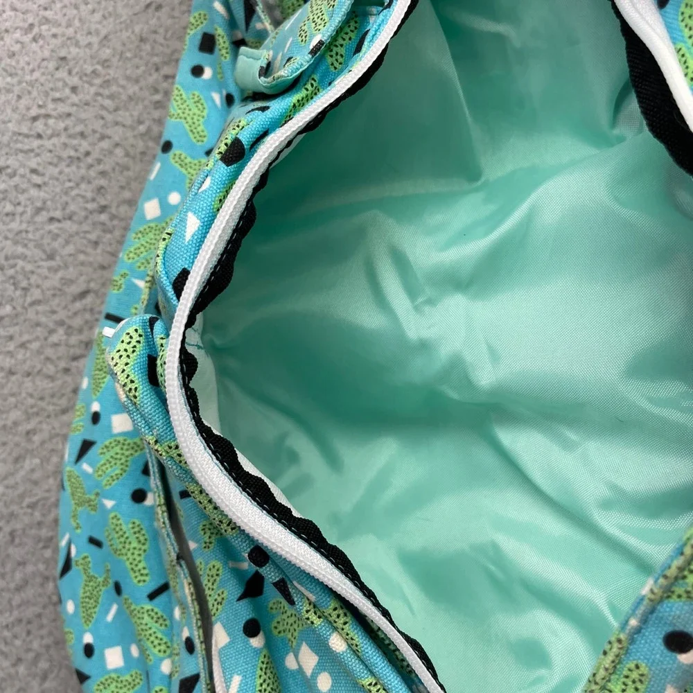 KAVU Rope Bag Crossbody Blue Cactus Geometric Print Canvas Sling Travel Backpack